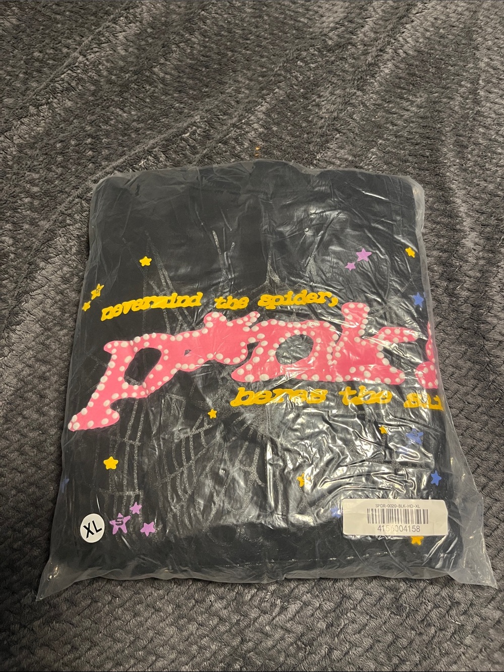 Spyder Black Hoodie with Pink Polka Dot Logo and Yellow Stars